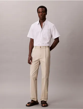 Calvin Klein Mens Sateen Chino Pants - Ivory - 29W x 30L