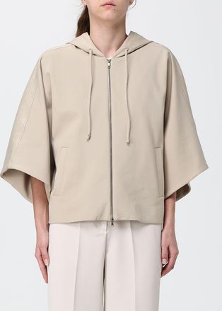 Max Mara Felpa in misto cotone con cappuccio, zip e spalle scese