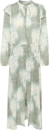 Inwear Groene Bloemen Lange Jurk Cielle IW - Dames - Maxi kleedjes - Veelkleurig - S - Polyester - Kleedjes
