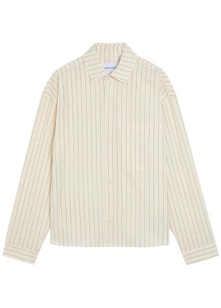 Mki Miyuki Zoku Striped Textured Cotton Shirt - Off White - XL
