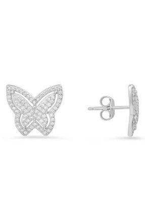 Queen Jewels Sterling Silver CZ Butterfly Stud Earrings at Nordstrom Rack