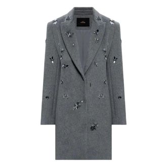 Twinset Slim Coat - Dames - Mantels - Grijs - Maat: M Wol