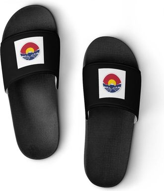 Generic Mountain Sunset Colorado Flag Shower Shoes Slipper for Women Men Beach Slippers Quick Drying Non Slip Open-Toe Sandals