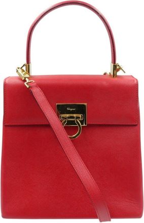 Ferragamo Leather Handbag Shoulder Bag (Pre-Owned)