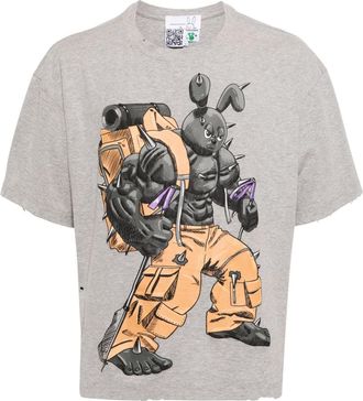 Natasha Zinko Camping Bunny T-shirt - unisex - Spandex/Elastane/Cotton - S - Grey