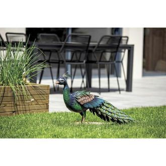 Nortene Nortene - Peacky Pavo Real Decorativo Estilizado En Metal - 94 X 28 X 2 Cm