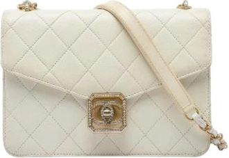 Chanel Pre-owned Quilted Flap Bag - Dames - Vintage Schoudertas - Wit - ONE Size - Leer - Vintage
