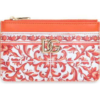 Dolce & Gabbana DG Logo Majolica Print Leather Coin Purse in Ih3Tn Maiolica 6 Orange at Nordstrom