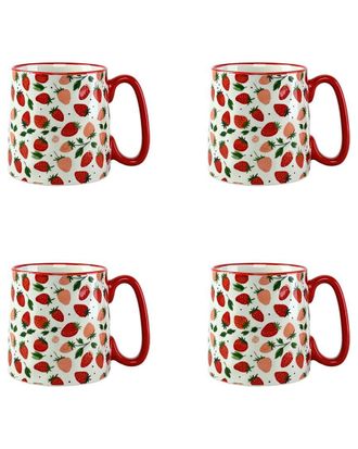 10 Strawberry Street Set Of 4 Bella Strawberries Mugs