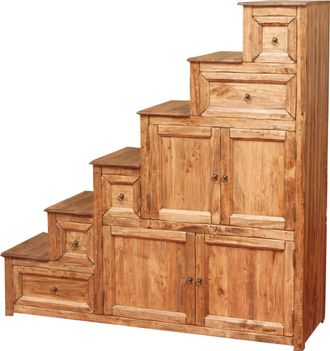 Biscottini International Mueble Cajonera Escala De Estilo Country De Madera Maciza De Tilo Acabado Con Efecto Natural - D Made In Italy