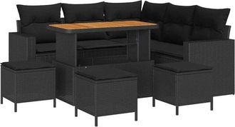 vidaXL Conjunto De Sof&aacute;s De Jard&iacute;n 10 Pcs Negro Rat&aacute;n Sint&eacute;tico Vidaxl