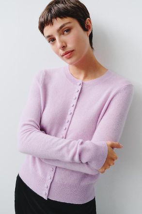Maeve 100% Cashmere Crew-Neck Cardigan