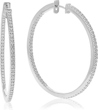 Vir Jewels 1 cttw Lab Grown Diamond Hoop Earrings in Sterling Silver With Hidden Post For Women