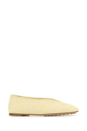 Bottega Veneta Womens Pastel Yellow Leather Rosa Ballerinas Giallochuaro Ballerine Flat Shoes