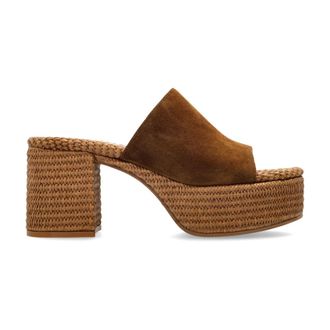 Gianvito Rossi Platform Sleehakken - Dames - Muiltjes - Bruin - 37 1/2 EU - Leer - Schoenen