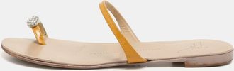 Giuseppe Zanotti Yellow Patent Leather Crystal Embellished Toe Ring Flat Sandals