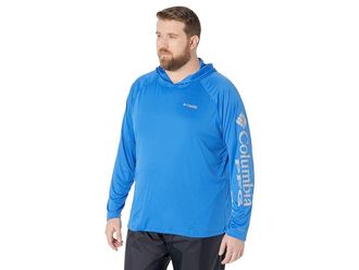 Columbia Big Tall Terminal Tackle Hoodie Mens Sweatshirt Cool Grey/Vivid Blue Logo : LG Tall, Polyester