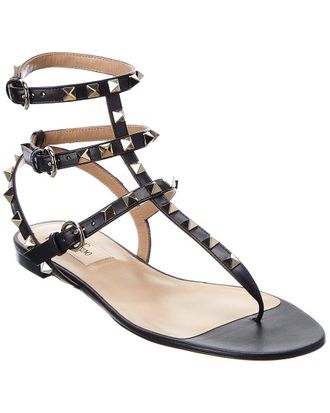 Valentino Rockstud Caged Leather Ankle Strap Sandal