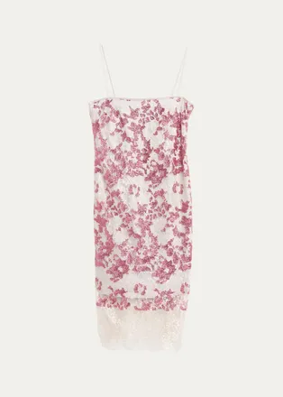 Costarellos Biona Sleeveless Sequined Metallic Lace Midi Dress