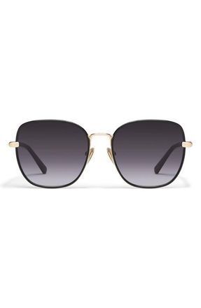 Quay Uptown 58mm Gradient Round Sunglasses in Black Gold/Smoke at Nordstrom