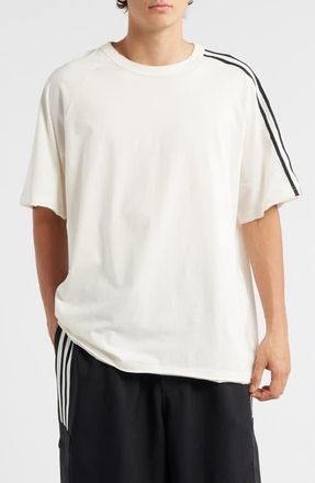 Yohji Yamamoto Raw Edge 3-Stripes T-Shirt in Beige at Nordstrom, Size Xx-Large