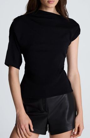 Kenneth Cole Asymmetric Drape Neck Jersey Top in Black at Nordstrom, Size X-Large