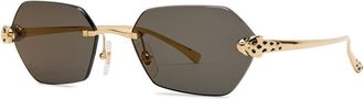 Cartier Cartier Rimless Hexagon-frame Sunglasses - Gold - One Size