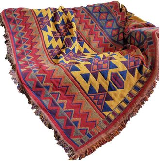 OEM Manta - Algod&oacute;n Tejido Triple Capa - Para Sof&aacute; Silla Cama Viaje Decoraci&oacute;n Interior - Con Borlas - 1 Unidad