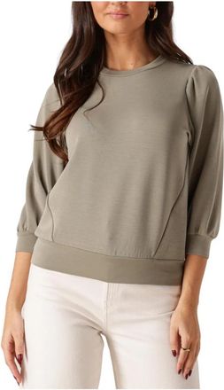 Selected 3/4 Mouw Sweat Top - Dames - Sweatshirts - Groen - L - Hoodies & sweatvesten