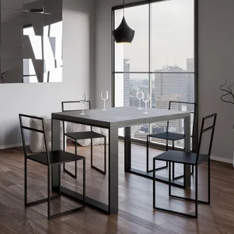 Itamoby Tavolo Apribile 90x120/240 Cm Tecno Libra Cemento Telaio Antracite