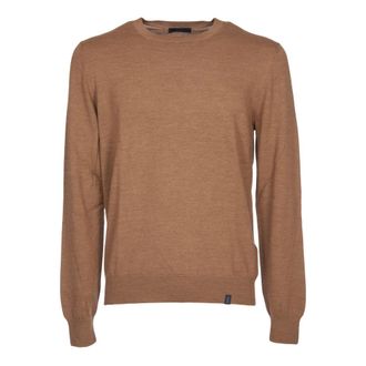 Fay Round-neck Knitwear, male, Brown, Size: 2XL Crew Neck Sweater