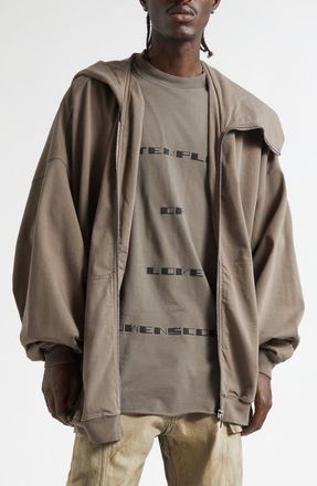 Rick Owens Mountain Hun Zip Hoodie in Dust at Nordstrom
