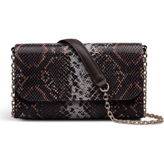 Radley London The Rathbone - Faux Snake Micro Flapover Crossbody Bag in Carmine at Nordstrom