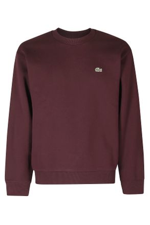 Lacoste Burgundy Brushed Cotton Crewneck Sweatshirt
