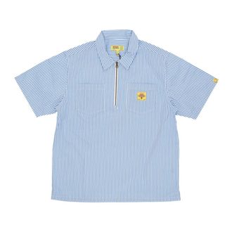 Icecream Quarter Zip Work Shirt - Heren - Polos - Blauw - L - Katoen - Tops