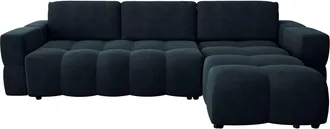 Sia Home Sof&aacute; esquinero en l convertible 5 plazas terciopelo azul pavo real