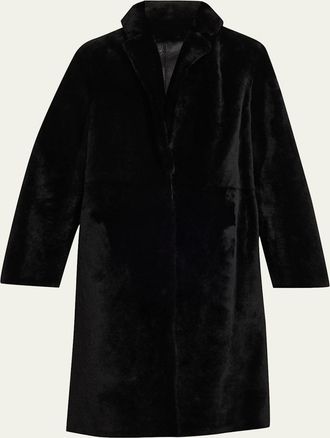 Yves Salomon Ironed Lamb Shearling Coat
