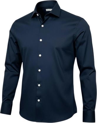 Sonrisa Fine Jersey Hemd - Heren - Casual Overhemden - Blauw - M - Katoen - Overhemden