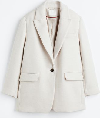 H&M Einreihiger Twill-Blazer - Hellbeige