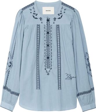 Zadig&Voltaire Tigy embroidered cotton tunic - women - Organic Cotton - M - Blue