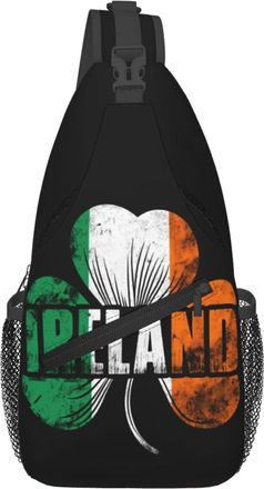 Generic Ireland Shamrock Flag Chest Bag Adjustable Sling Bag With Zipper Crossbody Bags For Outdoors Runner Workout