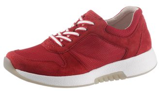 Gabor Keilsneaker GABOR ROLLINGSOFT, Damen, Gr. 35, rot, Kalbsleder, Textil, Veloursleder, Schuhe Keilsneaker, Freizeitschuh, Halbschuh, Schn&uuml;rschuh im somm