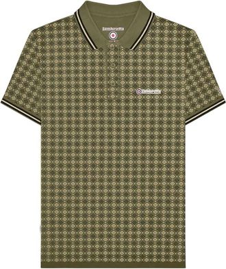 Lambretta Heren SS25 Geometrisch Poloshirt (Kaki Groen)