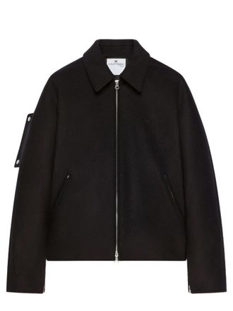 Courr&egrave;ges Black Solid Shirt Collar Jacket