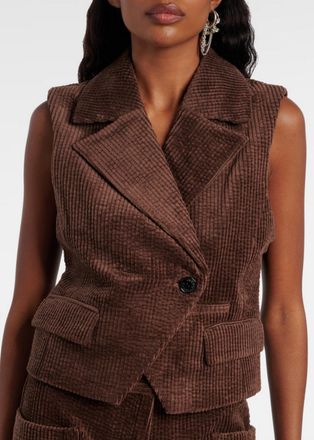 Ganni Seersucker Corduroy Vest In Chicorycoffee