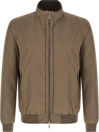 Moorer Beige Solid Mandarin Collar Jacket