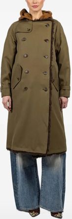 R13 reversible hooded trench coat - Groen