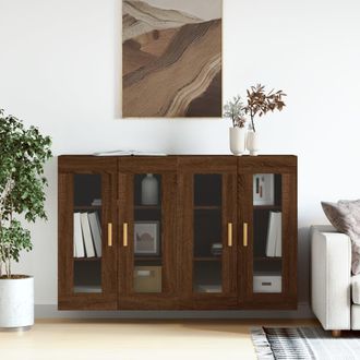 vidaXL Vidaxl - Armarios De Pared 2 Uds Madera De Ingenier&iacute;a Marr&oacute;n Roble