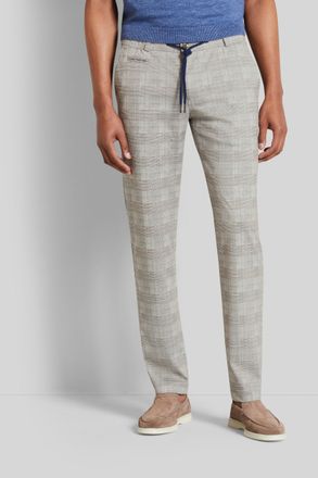 Bugatti Chinohose BUGATTI, Herren, Gr. 40, L&auml;nge 34, beige, 86% Polyester, 9% Viskose, 5% Elasthan, Glencheckmuster, slim fit, Hosen Chinohose, mit Flexcity-A