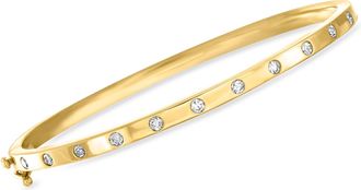 Ross-Simons Diamond Dotted Bangle Bracelet in 14kt Yellow Gold